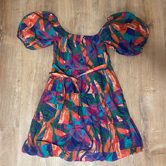 Anthropologie Dresses & Skirts - Anthropologie Sim & Sam Tiered Puff Sleeve Tropical Print Bubble Hem Mini Dress